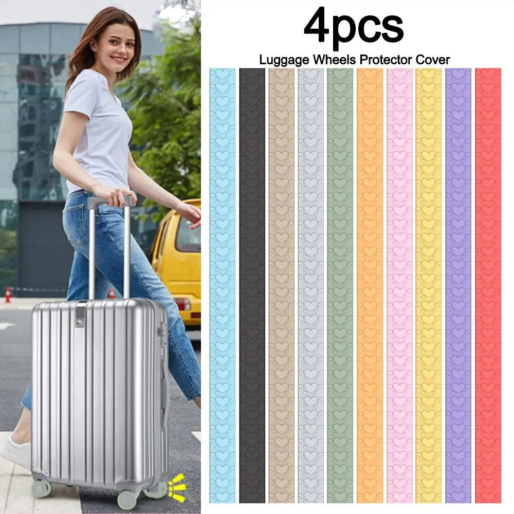 4Pcs Silicone Luggage Wheels Protector Cover Reduce Noise Anti-slip Suitcases Wheel Protection Rings Reduce Wheel Wear