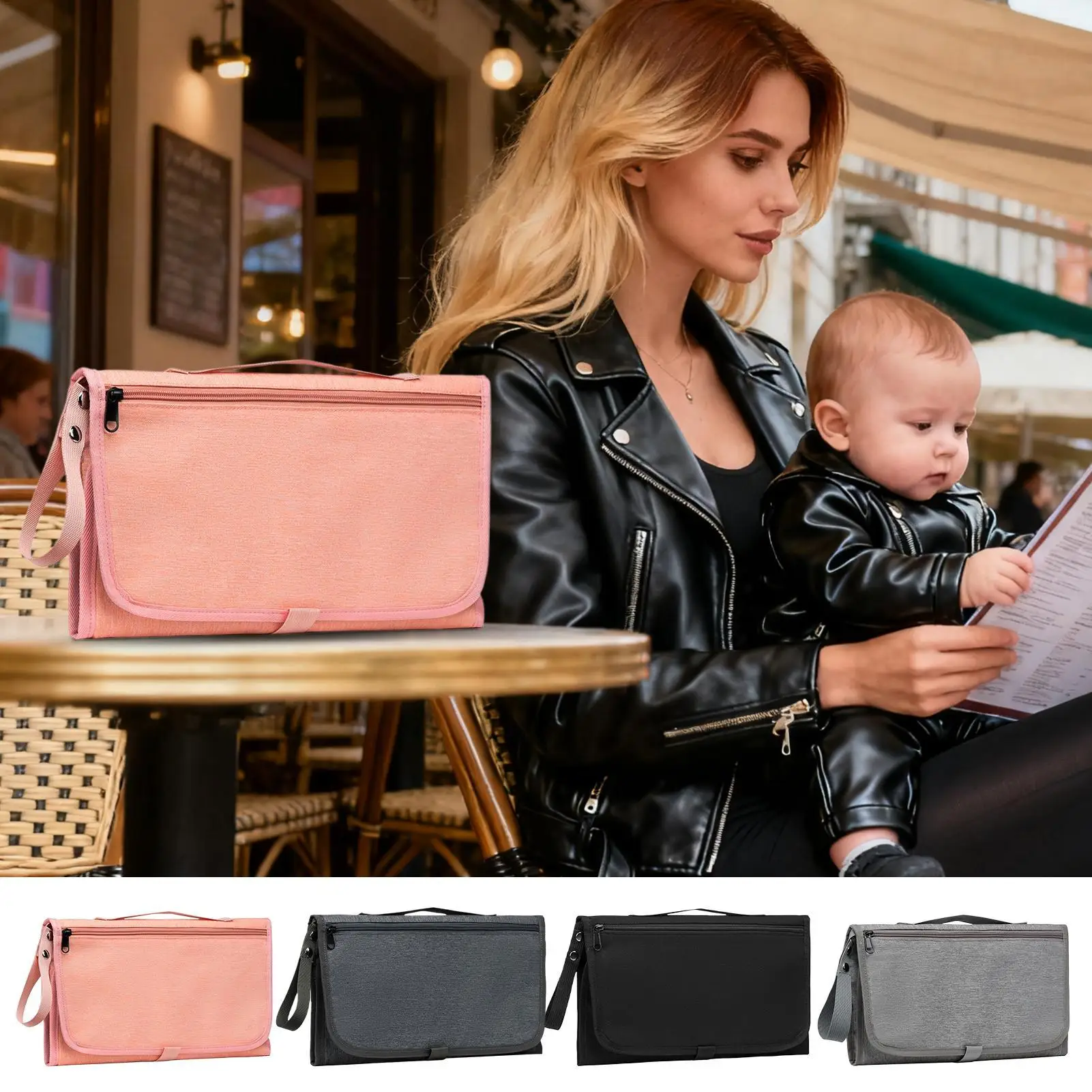 حقيبة حفاضات ذات سعة كبيرة حقيبة حفاضات أطفال مقاومة للماء مع وسادة تغيير الحفاضات للسفر اليومي على الشاطئ والرحلات القصيرة والنزهات العائلية #2