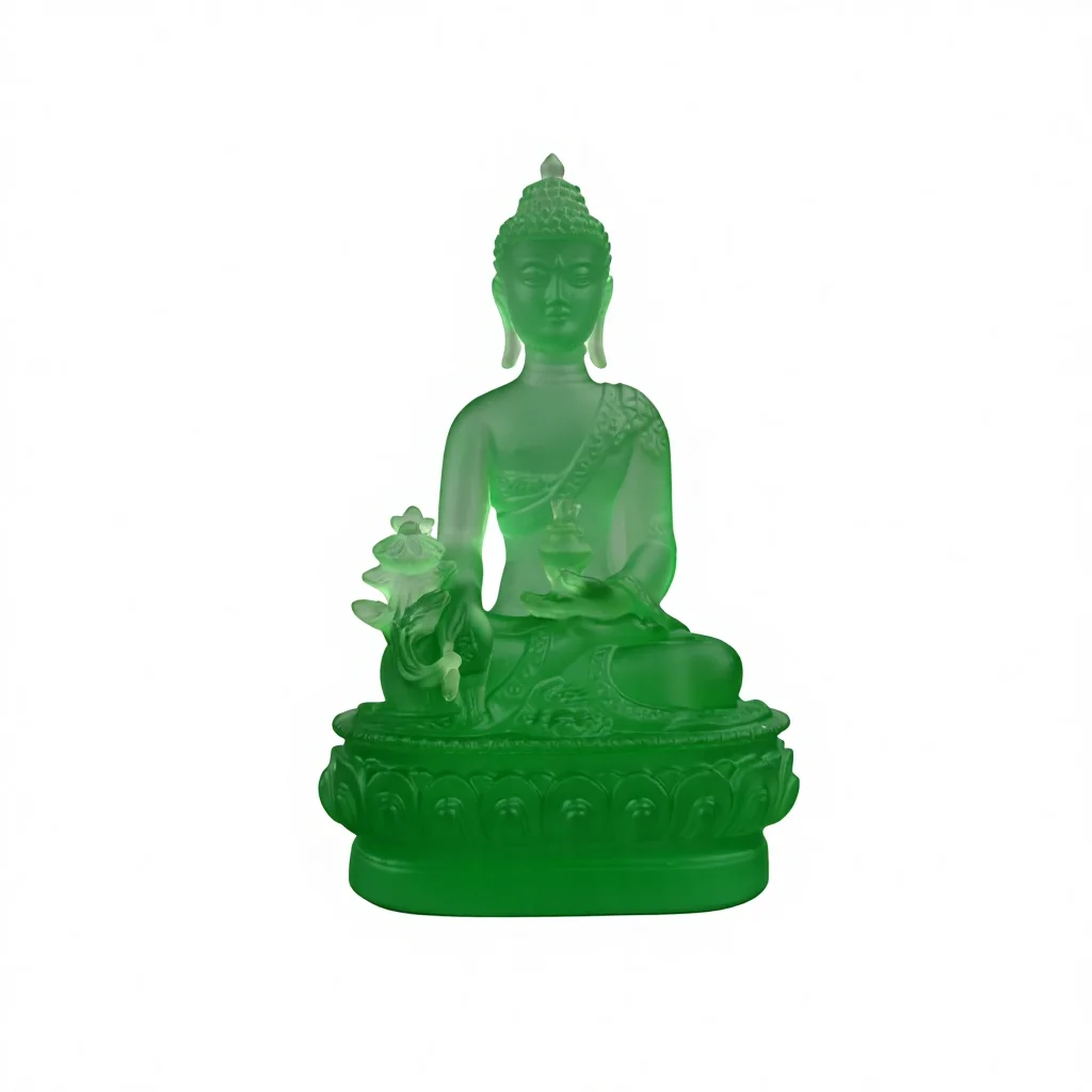 *&r Handcrafted Crystal Glass Buddha Sculpture Lost-Wax Process Sacred Medicine Art for Buddhist Altars Serene Home Decor