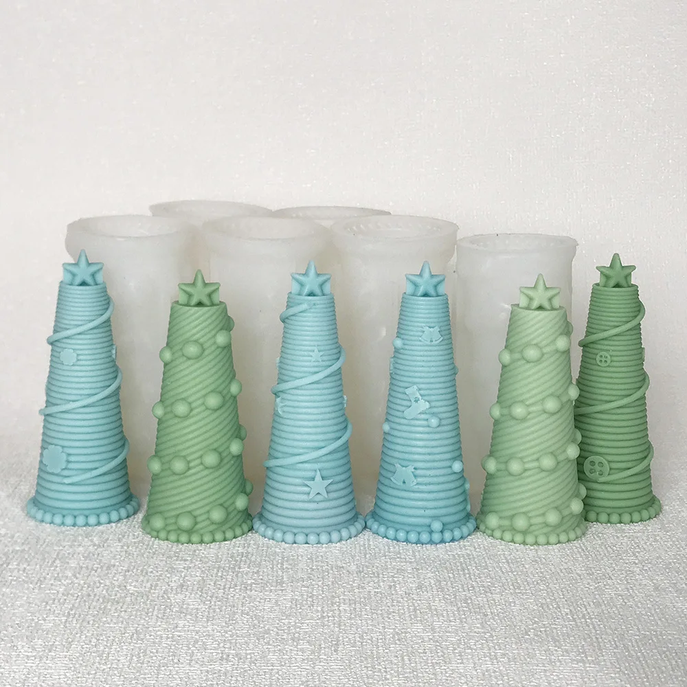 Star Christmas Tree Candle Silicone Mold Christmas Bell Socks Four-leaf Clover Safety Buckle Christmas Tube Plaster Mould