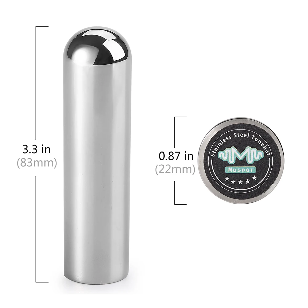 Stainless Steel Slide Bar Perfectly Suited for Dobro Guitars Includes Carrying Bag and Three Metal Finger Picks