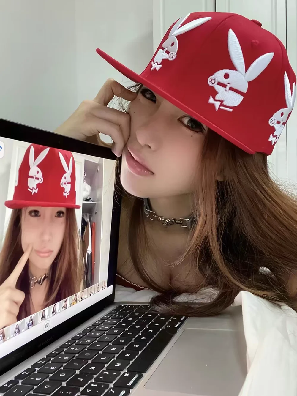 2026 Fashion New cute rabbit Coconut Embroidered Flat Edge Hat Street Hip Hop Hat Daily Sunshade Baseball Hat Mesh Hat Unisex