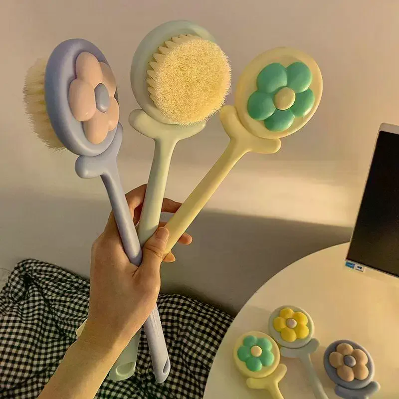 Soft Hair Shower Body Brush Long Handle Bathroom Wash Brush Bathing Massage Back Body Scrubbing Supplies Exfoliating Brush