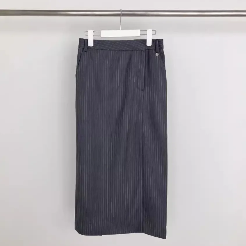 秋の新作 ハイウエスト 多機能 着痩せ効果 ポケット付き コントラストストライプ ストレート チューブスカート レディース