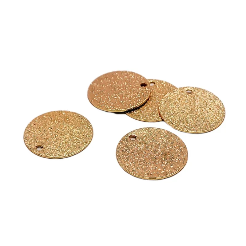White K Gold Color Round Metal Slice Pendant Charms Necklace Earrings Accessories Supplies for Jewelry Making Diy Material 10pcs