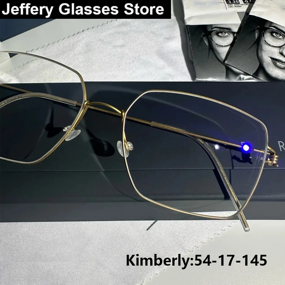 Pure Titanium Irregular Polygon Glasses Frame Men Women Fashion Trendy Thin Wire Eyewear Screwless Ultralight Eyeglasses Kimberl