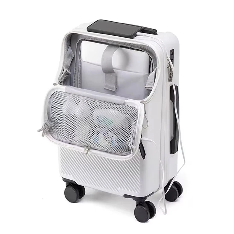 

Suitcase Front Opening Luggage 20" Laptop Bag USB Multifunction Password Trolley Case Cabin Travel Suitcases Zipper 24/26 inch