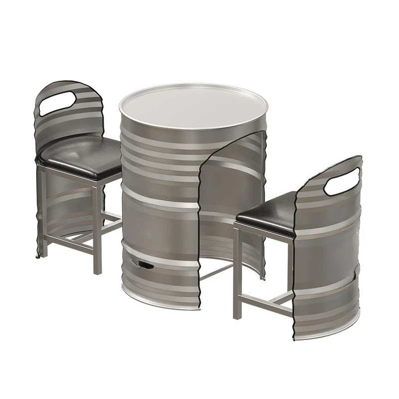 

Wrought iron oil drum table and chair combination sofa coffee table