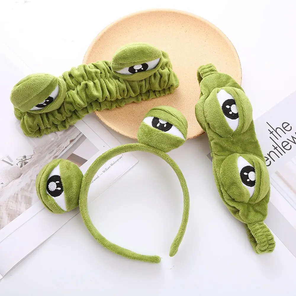 1PC Funny Frog Makeup Headband Wide-brimmed Elastic Hairbands Cute Girls Soft Wash Face Hair Bands Women Hair Accessories