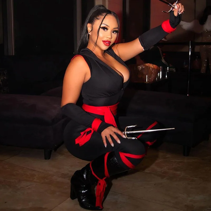 

loween Role Plang Tie Jumpsuit High Waist Wide Leg Pants Thin Fabric Long Pants loween Costume Women's Onesie