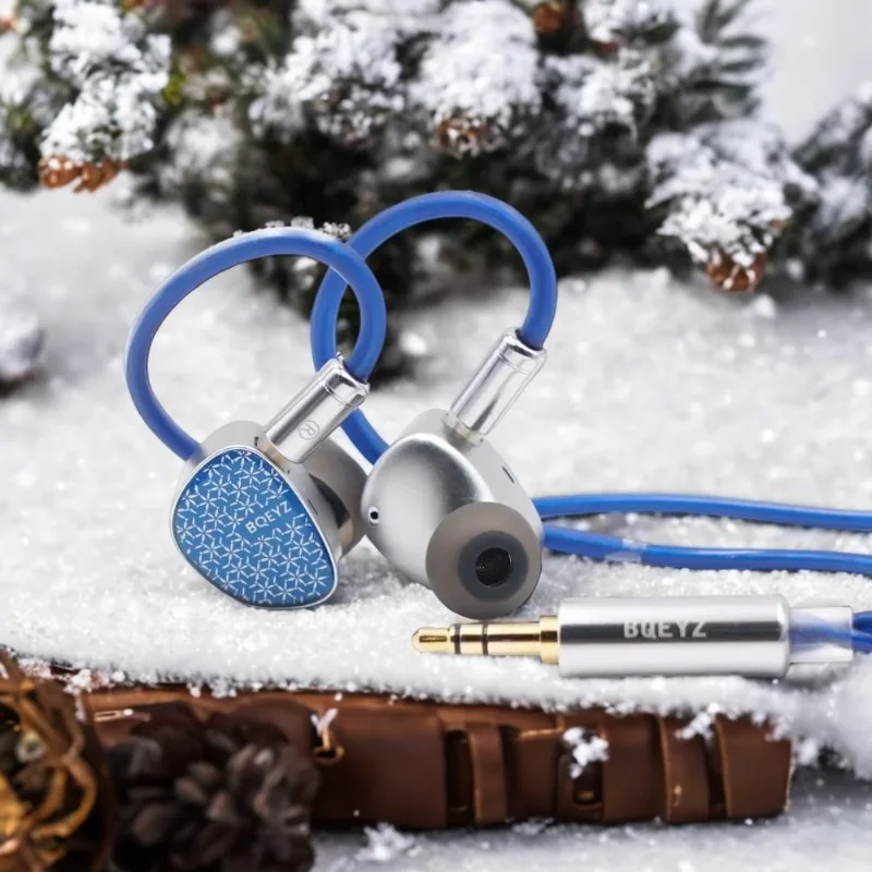 BQEYZ Weather Series Frost HiFi in-Ear Earphone Micro Planar Dynamic Blue Silver-plated Driver IEM Glass Faceplate Cable