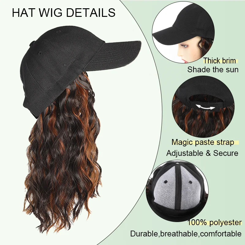 LUPU Synthetic Baseball Hat Wig For Women Adjustable Baseball Cap With Hair Extension 12 Inch Short Curly Bob Wig For Daily Use