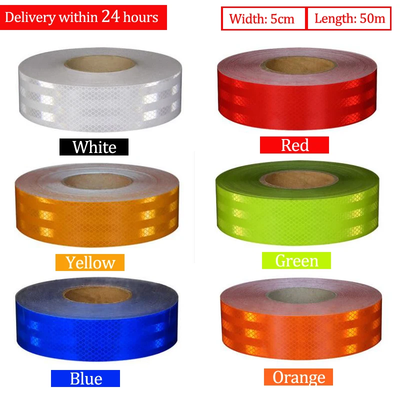 5cmx50m/Roll High Visibility Safety Reflective Tape For Trailers, Trucks