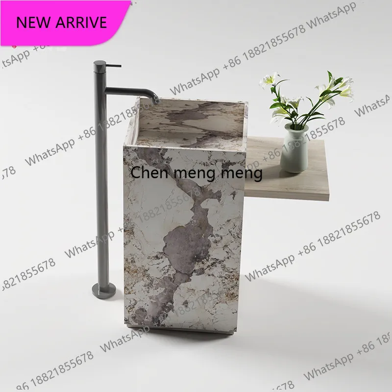 CC Travertine Hotel Villa Light Luxury Slate Pillar Basin Washbasin Washbasin Bathroom Cabinet