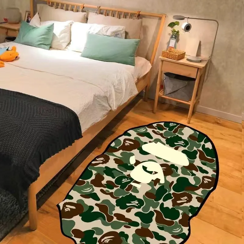 Cartoon King Kong Head Large Area Carpet Fashion Brand Camouflage Lounge Rug Orangutan Printed Bedroom Game Room Floor Mat Decor