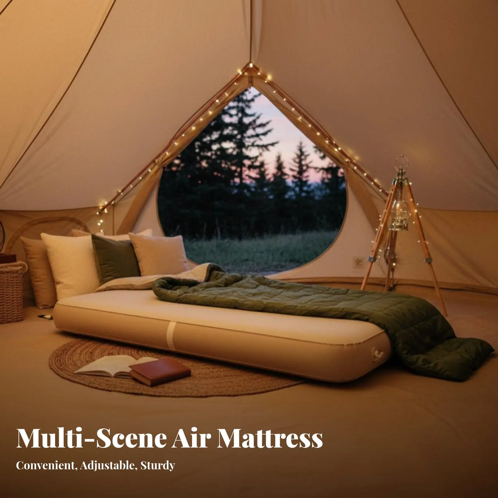 

Thickened Brushed Inflatable Mattress, Outdoor Camping Air Bed, Automatic Inflation, Built-in Pump, Portable Mat
