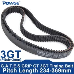 POWGE 3GT Timing belt Lp=234-369mm 237 240 243 246 249 252 255 258 264 267 270 273 276 282 285 288 291 294 297 300 303 309 312