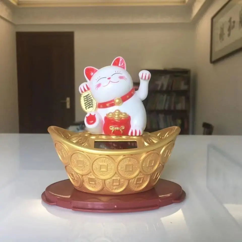 

Chinese Lucky Wealth Waving Cat Gold Waving Hand Cat Home Decor Welcome Waving Cat Sculpture Statue Decor Car Ornament