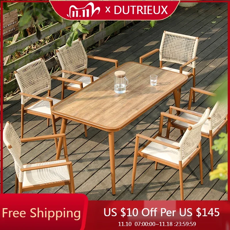 

Courtyard Villa Outdoor Tables Rattan Chair Minimalist Luxury Modern Outdoor Tables Armchair Patio Jardin Mobiliario Furniture