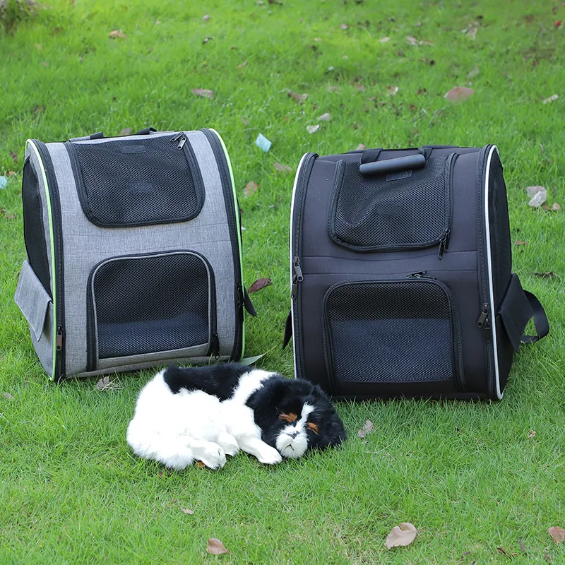 

New double-back expandable pet bag, foldable portable cat bag, large-capacity double-shoulder pet backpack