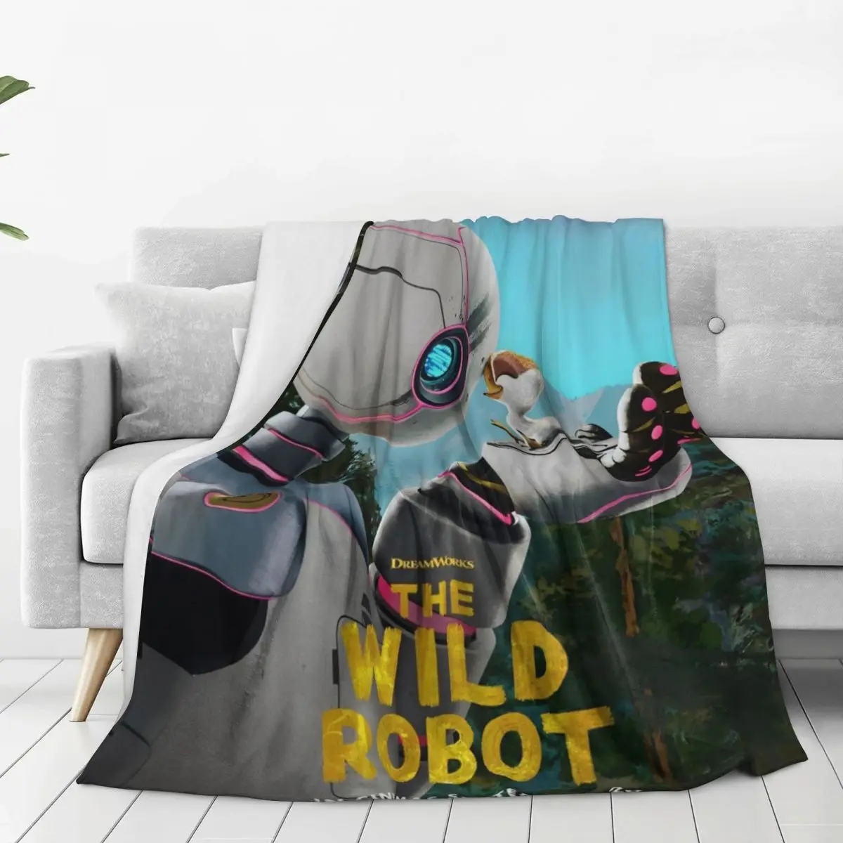 Warm Soft Blanket Picnic The Wild Robots 2024 New Cartoon Throw Blanket Flannel Bedspread For Home Decor Novelty Sofa Bed Cover