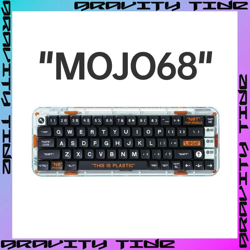 Melgeek Mojo68 Night Knight Transparent Wireless Mechanical Keyboard Bluetooth Three Modes Hot Swop Wired Mechanical Keyboard