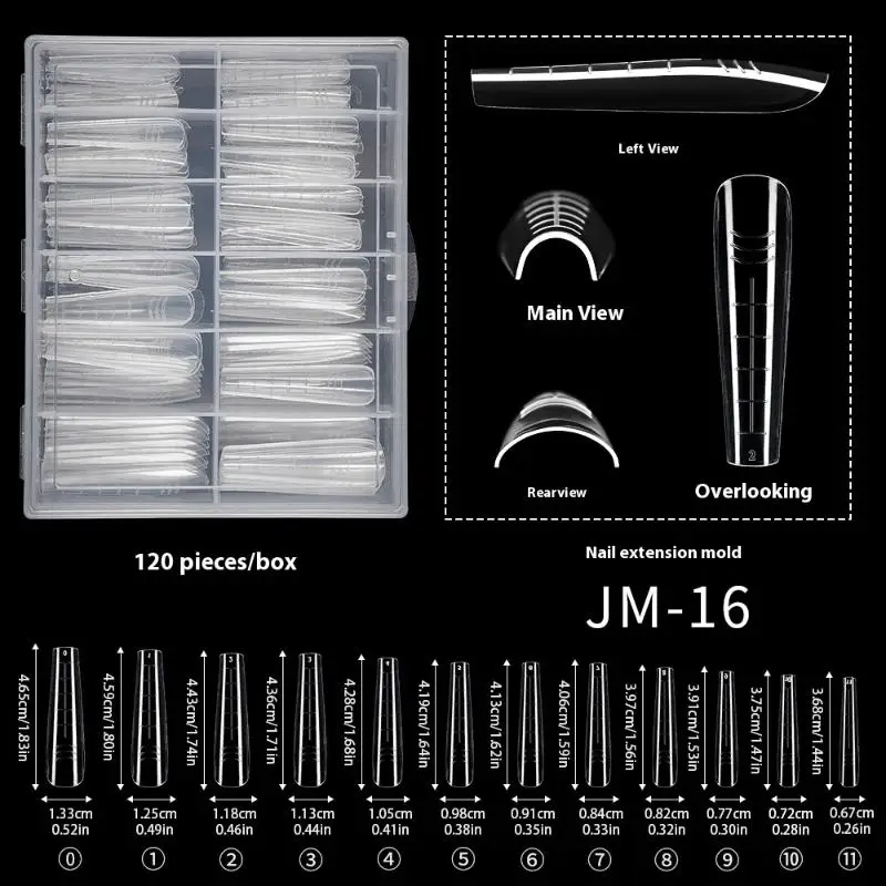 

100/120pc Full Cover Nails Extension Tips Sculpted Clear False Nail Molds For Extension Building Gel Polish Fake Artificial Tool