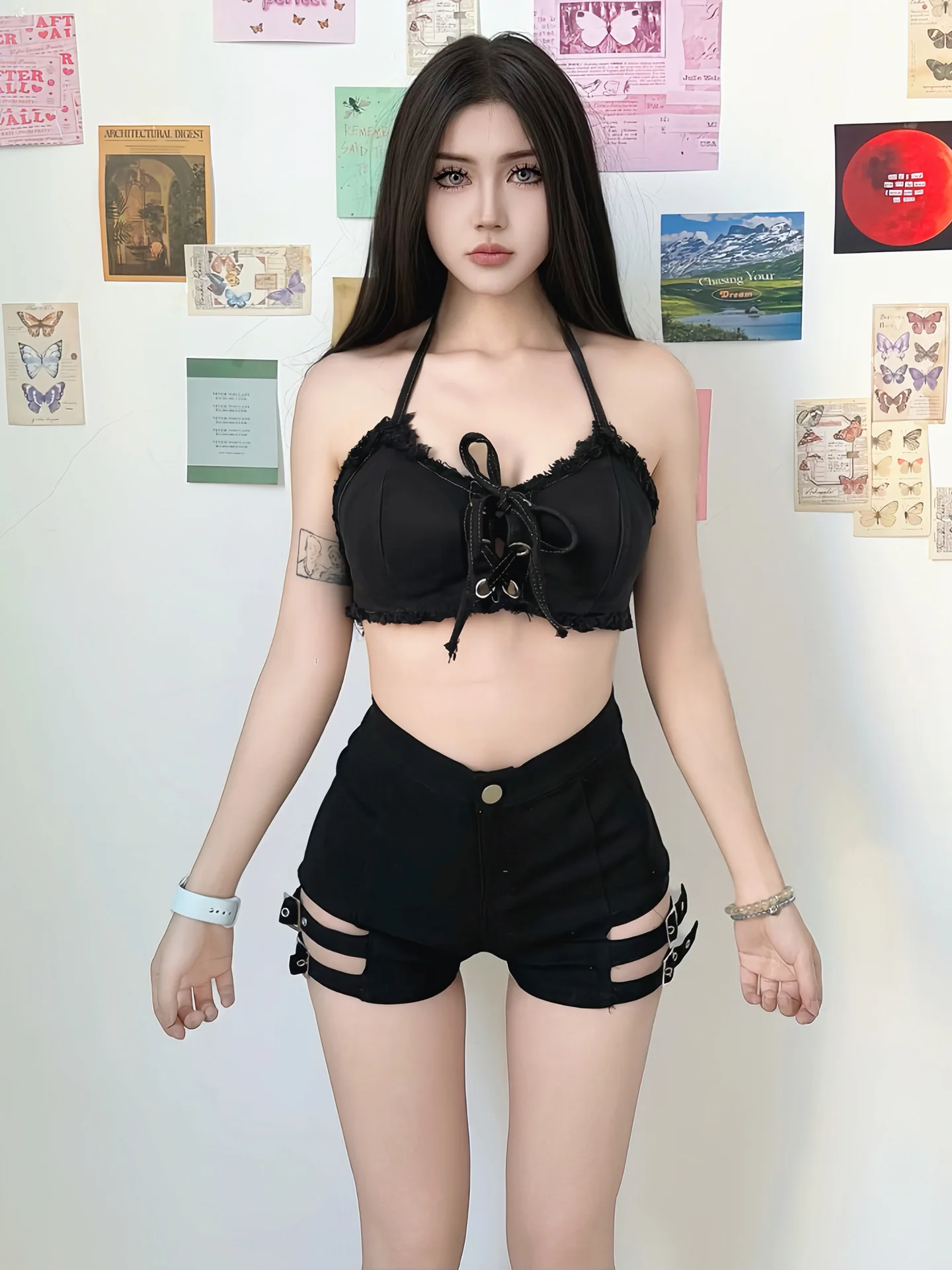 

Two Piece Set Women 24 New Y2k Sexy Crop Top and High-waisted Stretch Shorts 2 Piece Sets Womens Outfits