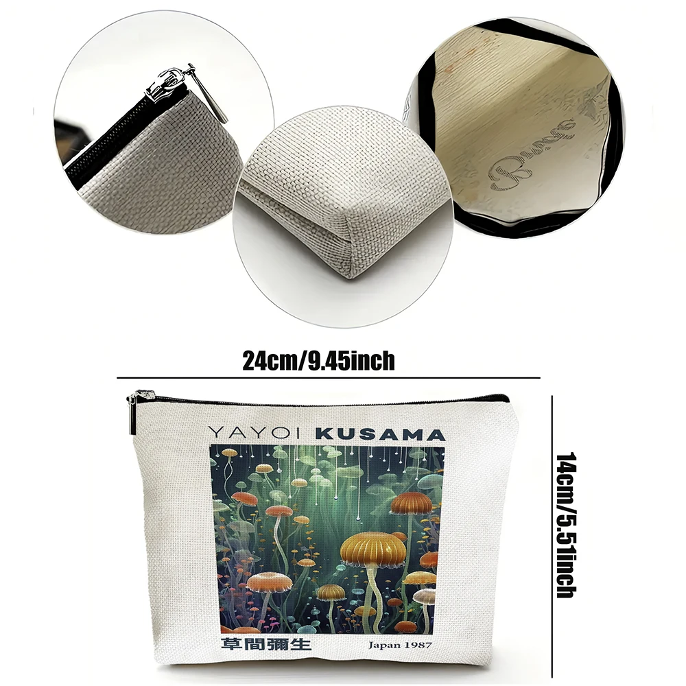 Yayoi Kusama Style Lady Makeup Pouch Bags Mushroom Lanterns Abstract Design Polka Dot Eomen Cosmetic Bag Girl Travel Case