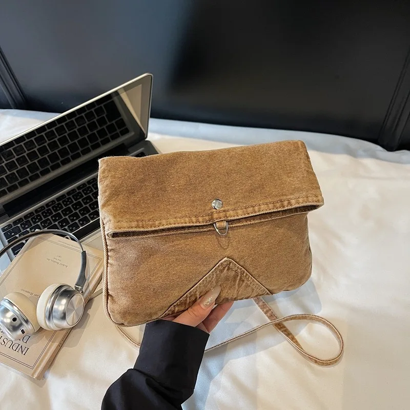

Denim New Solid Color Shoulder Bags Retro Fashion Large Capacity 2025 Brand Bags for Women Versatile Commuting Women's Handbags