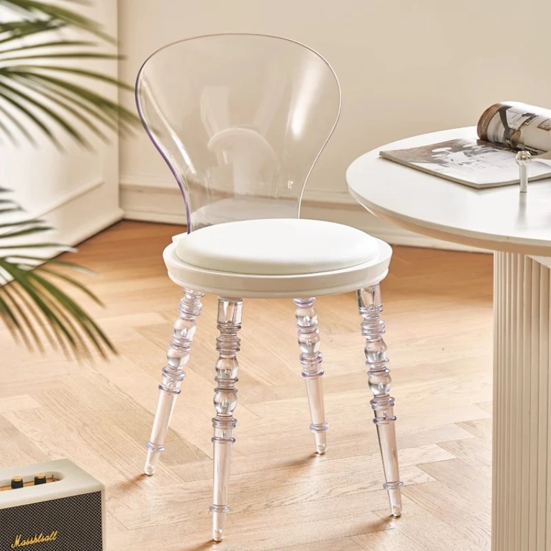 

French acrylic light luxury dining chair small apartment retro makeup casual back designer transparent dining stool