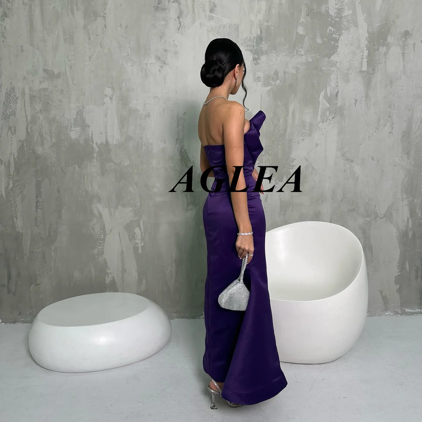 Aglea 2024 einfache Abendkleider formelle Gelegenheit elegante Party für Frauen Abschluss ball knöchel lange Rüschen Boot Hals فساتين مناسبة رسمية