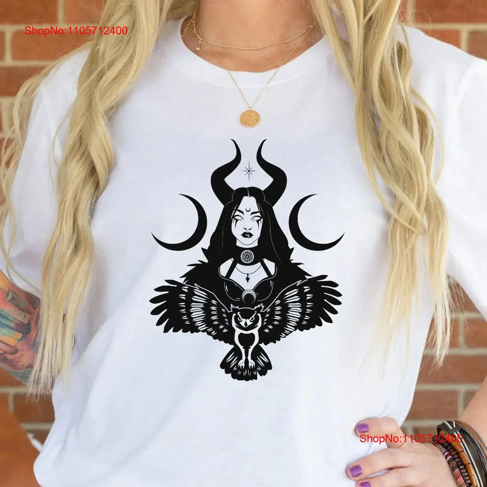 HECATE Goddess T shirt Owl Horn Crests Costume Queen Scary Mythology Greek Outfit vintage Washed Comfortable Soft Stylish