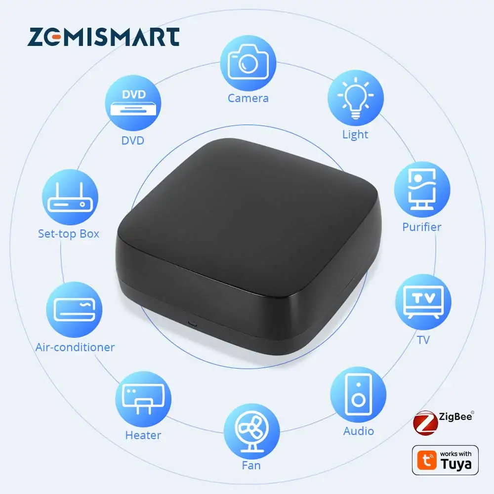 

Zigbee ИК-пульт дистанционного управления Умный универсальный инфракрасный пульт дистанционного управления для вентилятора Air-con TV DIY Обучающая работа с проводным шлюзом Tuya Zigbee Hub