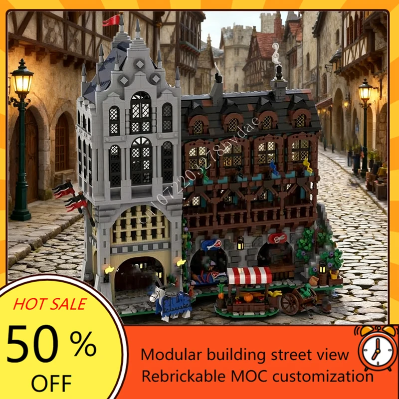 

4136 шт. MOC средневековый замок, хит город, распродажа, модель головоломки-технический набор «сделай сам», праздничная игрушка на день рождения, идея рождественского подарка