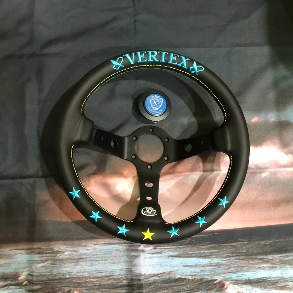 

13Inch Drift Universal Racing 7 Stars Vertex Steering Wheel Car JDM Leather Steering Wheel Volantes For VW HONDA TOYOTA BMW