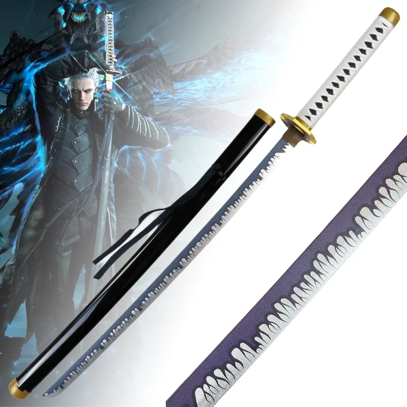 40 pulgadas Yamato Vergil Katana Ninja cuchillo espada diablo puede llorar Anime Cosplay Prop hoja tamaño Real japonés Katana samurái Sabre juguete