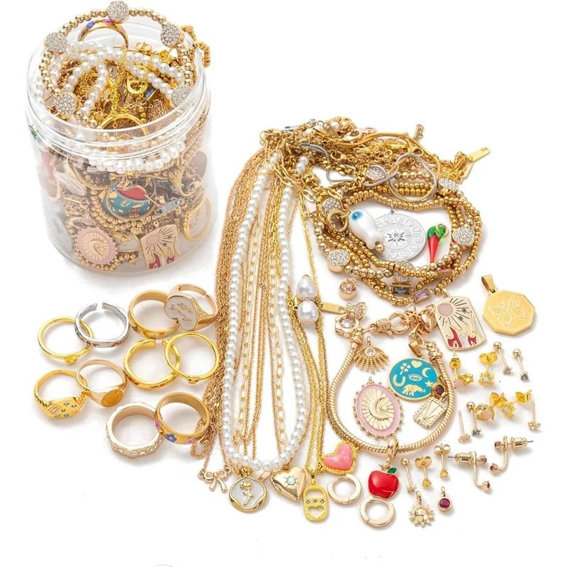 

Random 1/10/30/50 Pieces Sweet Jewelry Set Necklace Earrings Rings Bracelets Pendant Women Cute Style Accessory