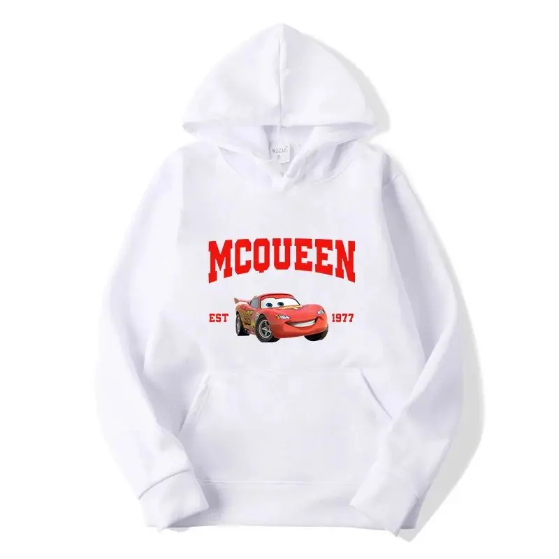 

2025 Новая модная толстовка с капюшоном Pixar Car Lightning McQueen в стиле ретро для мужчин и женщин, осенне-зимний школьный сезон, повседневная и удобная