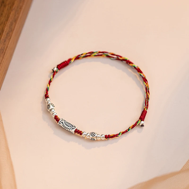 Chinese Style Lucky Koi Fish Handmade Braided String Bracelet Fashion Couple Adjustable Bracelets Friends Birthday Gifts