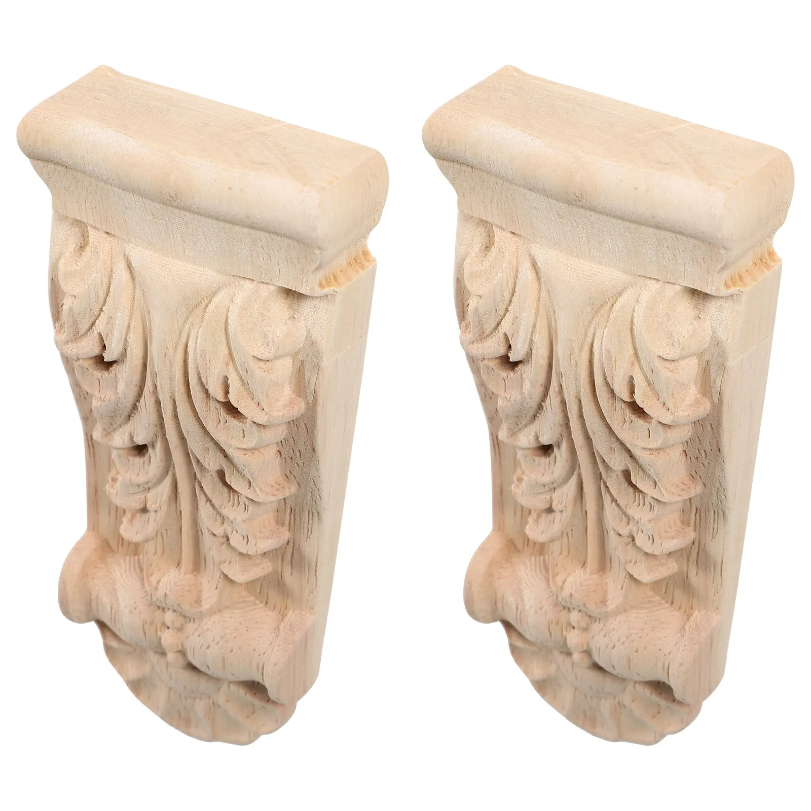 2Pcs Wood Carving Decoration Classical Wooden Corbels Corner Moulding Trim Home Interior Art Appliques Onlays and Appliques