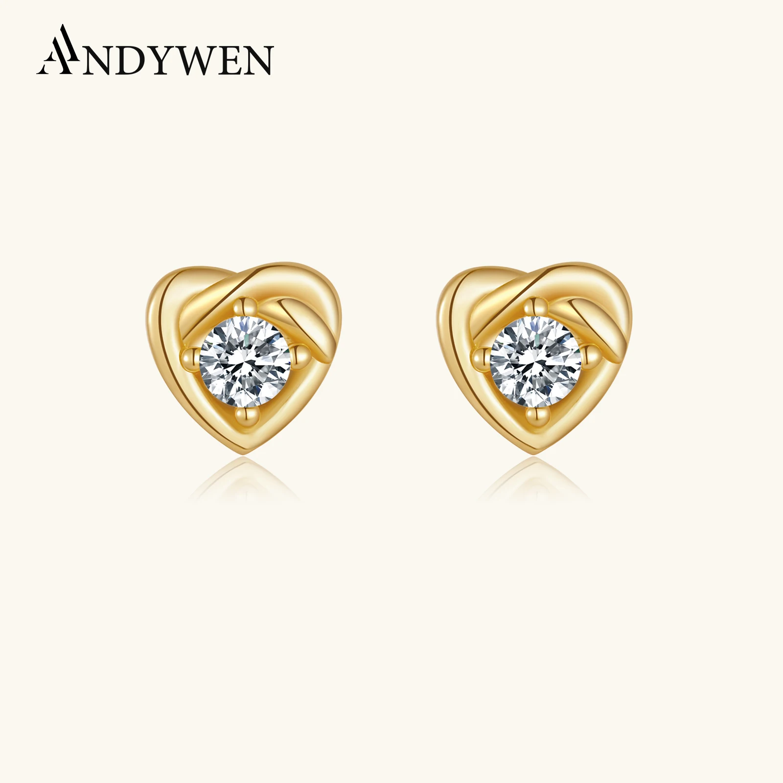 

ANDYWEN милые серьги-гвоздики из стерлингового серебра 925 пробы с сердечками для женщин, романтические милые элегантные свадебные повседневные ювелирные изделия, подарок