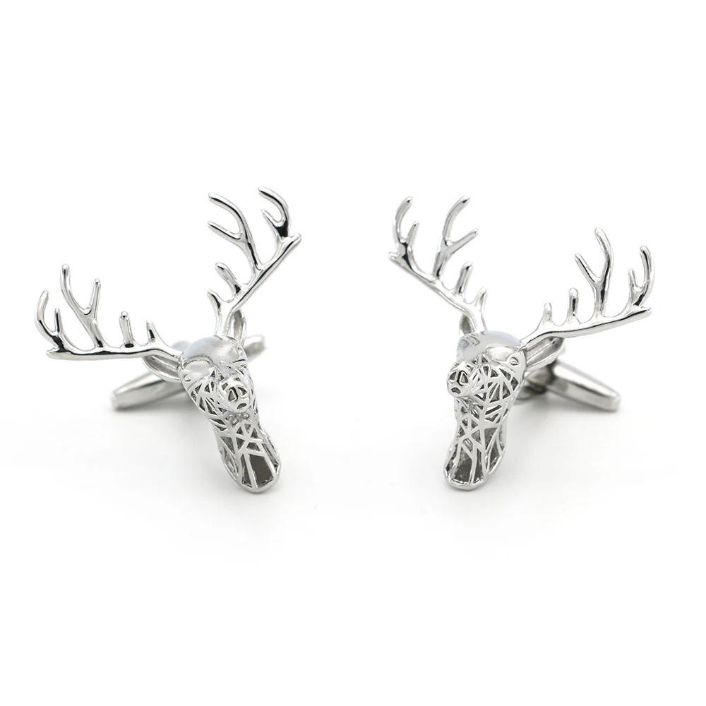 Animal Design Arts Deer Cufflinks For Men Quality Copper Material Silver Color Cuff Links Wholesale&retail