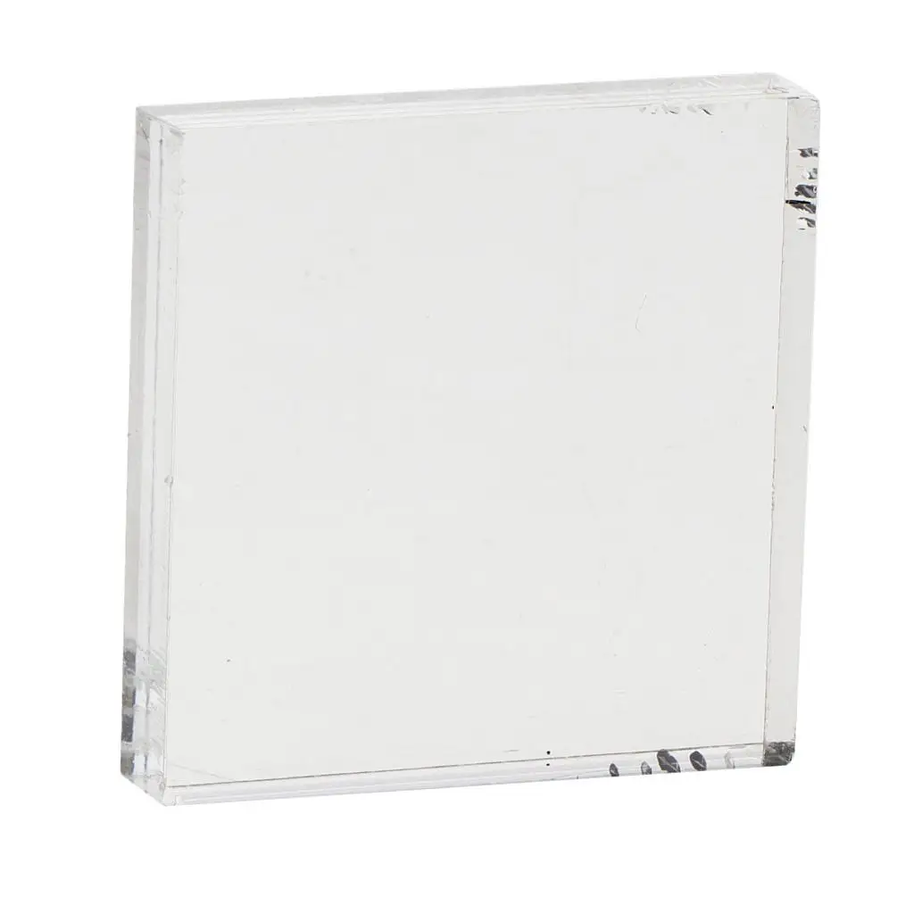 Acrylic Stamp Block 50x50x10 Mm Clear Square Stamping Tool for Scrapbook Paper Ink Pad Use Planners and Schedule Book
