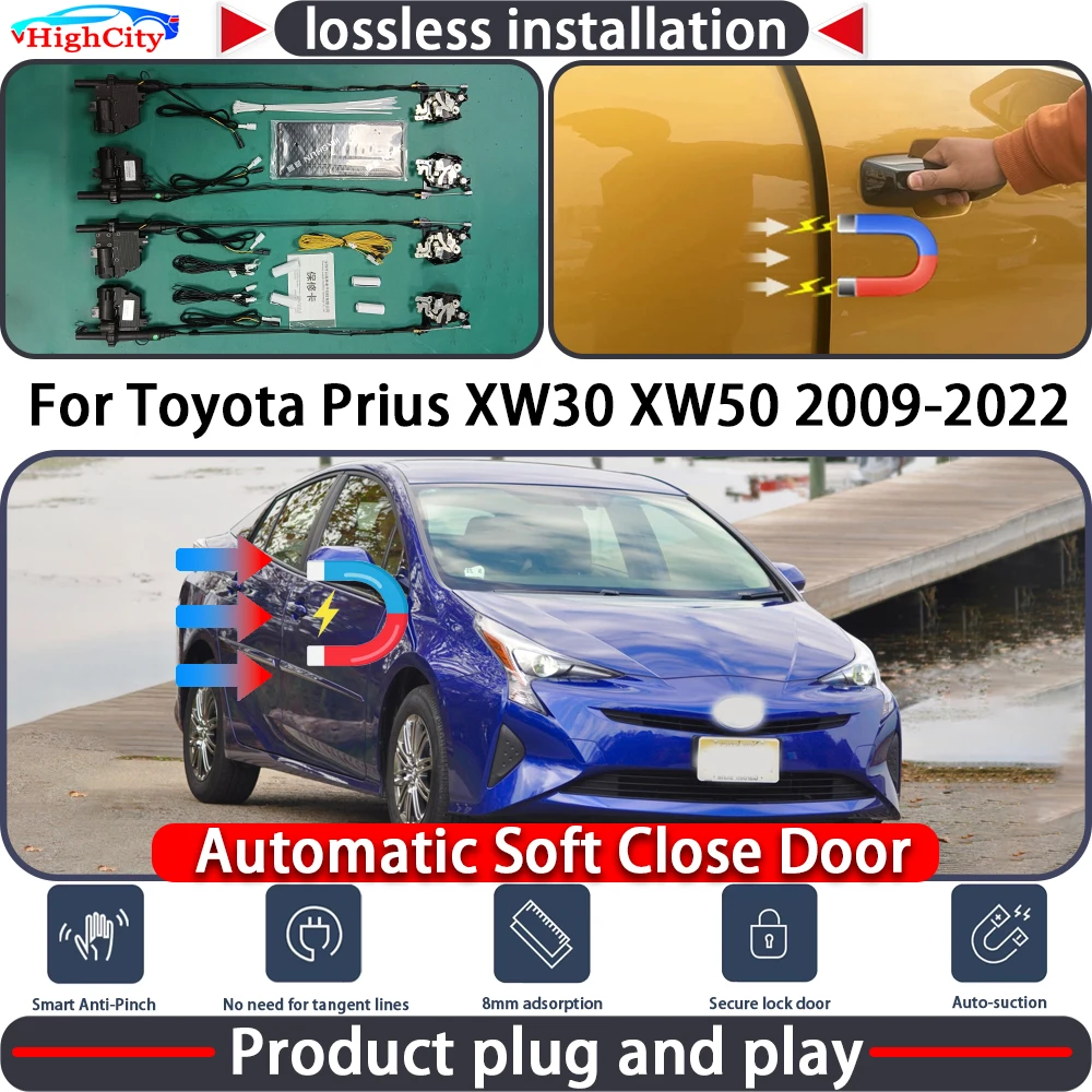 

Привод замка двери HighCity с функцией плавного закрывания для Toyota Prius XW30 XW50 2009-2022, система автоматического открывания/закрывания дверей, комплект для автоматического тягового открывания дверей