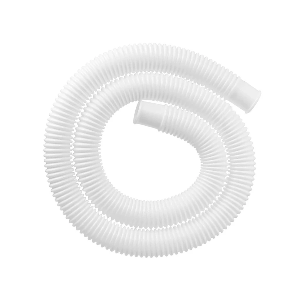 White PE Pool Pump Hose 1.25 inch ID x 59.06 inch Length with Spiral Wound Strength and Stainless Steel Clamps