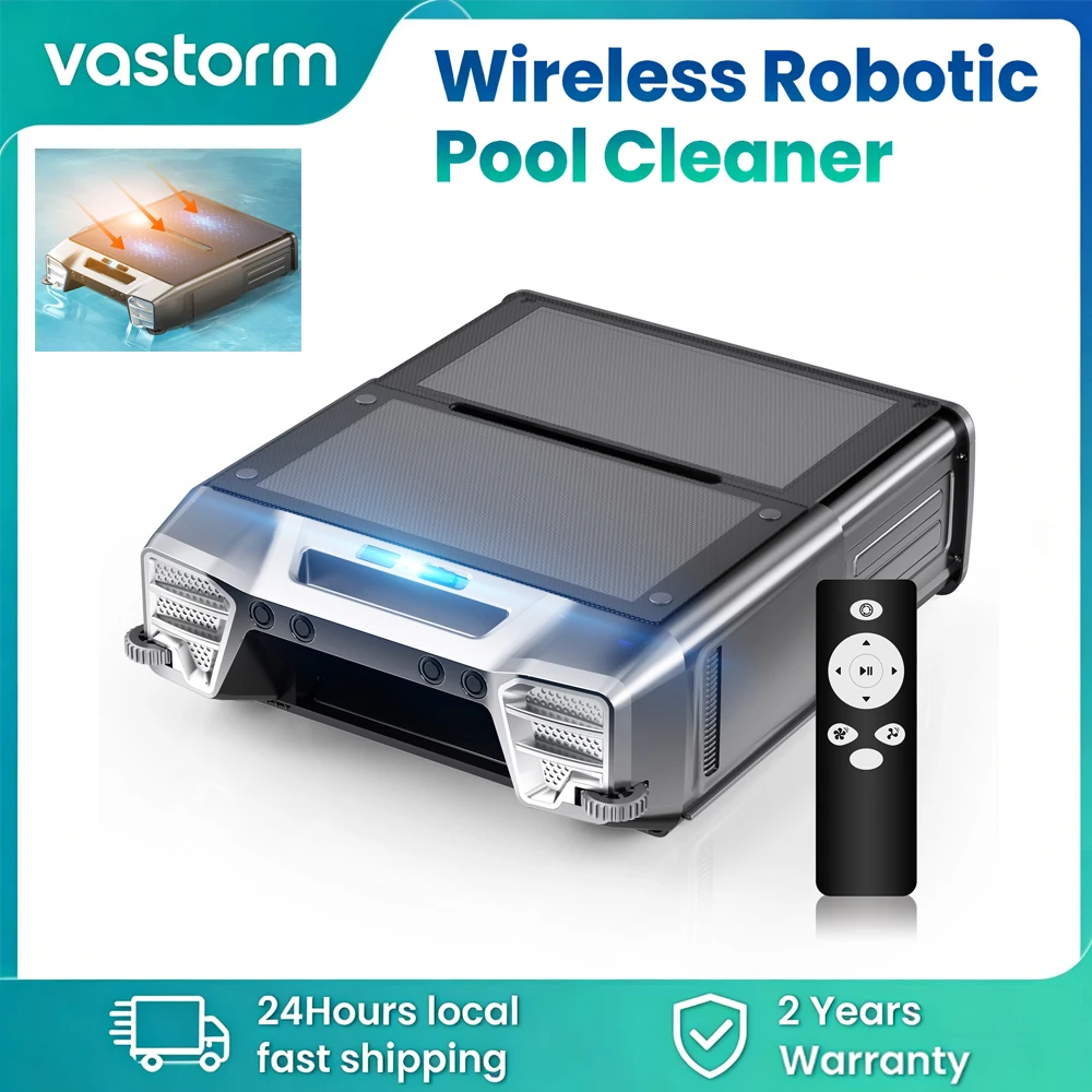 Y80 Solar Robotic Pool Cleaner 24 Hours Cordless Pool Vacuum with Remote Control Smart Obstacle Avoidance Auto-Parking for Pools