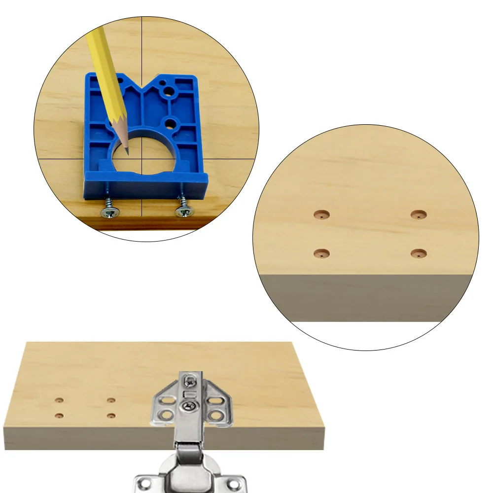 

Деревянная мебель, дверные шкафы, инструмент для установки петель, направляющая для сверления отверстий для петель для столярных работ, АБС-пластик 35 мм, прихованная расточная приспособление для петель
