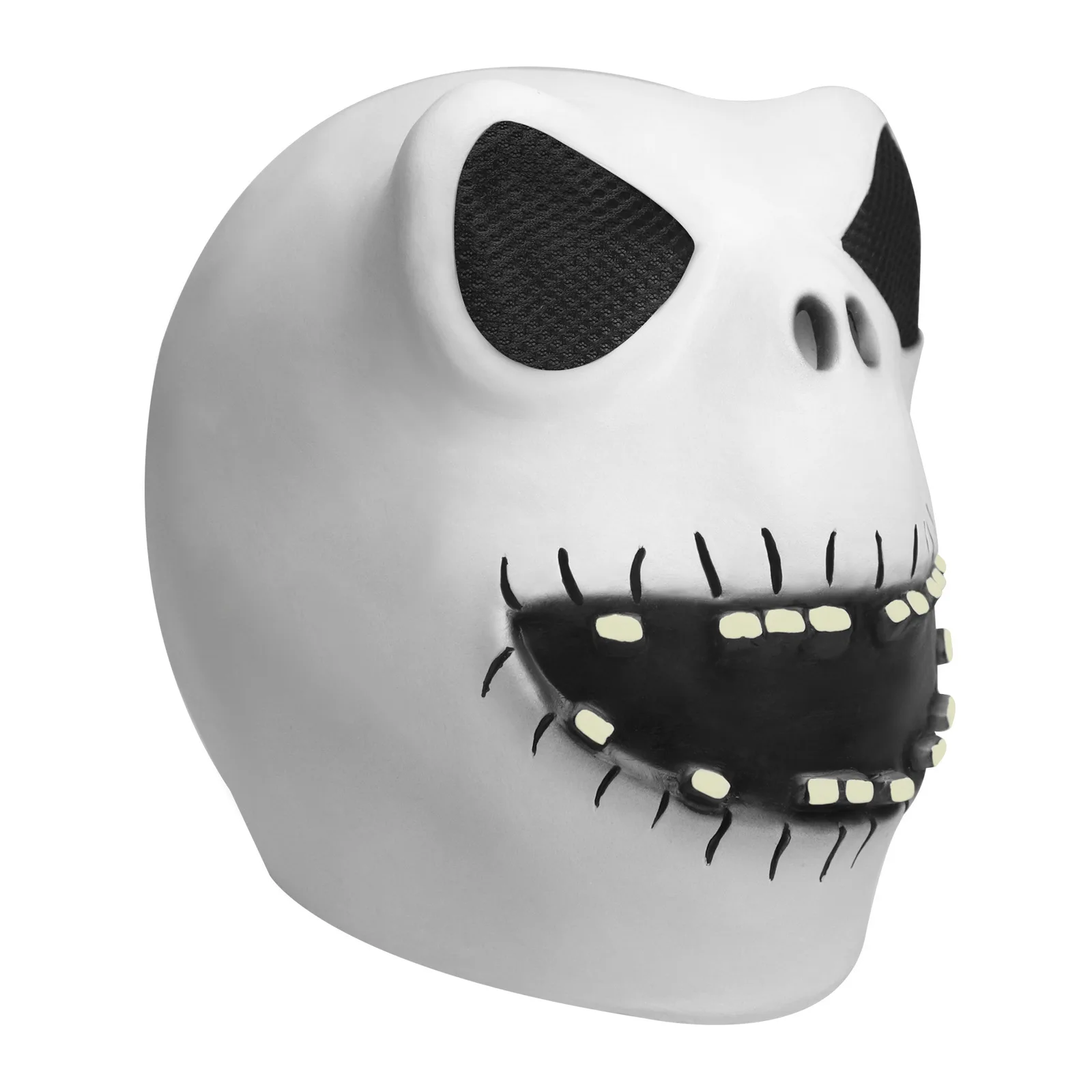 Gruselige Skelettmaske Totenkopf-Maske Skelettkopf für Erwachsene Halloween Cosplay Kostüm Requisiten (mit offenem Mund) – Detail 3