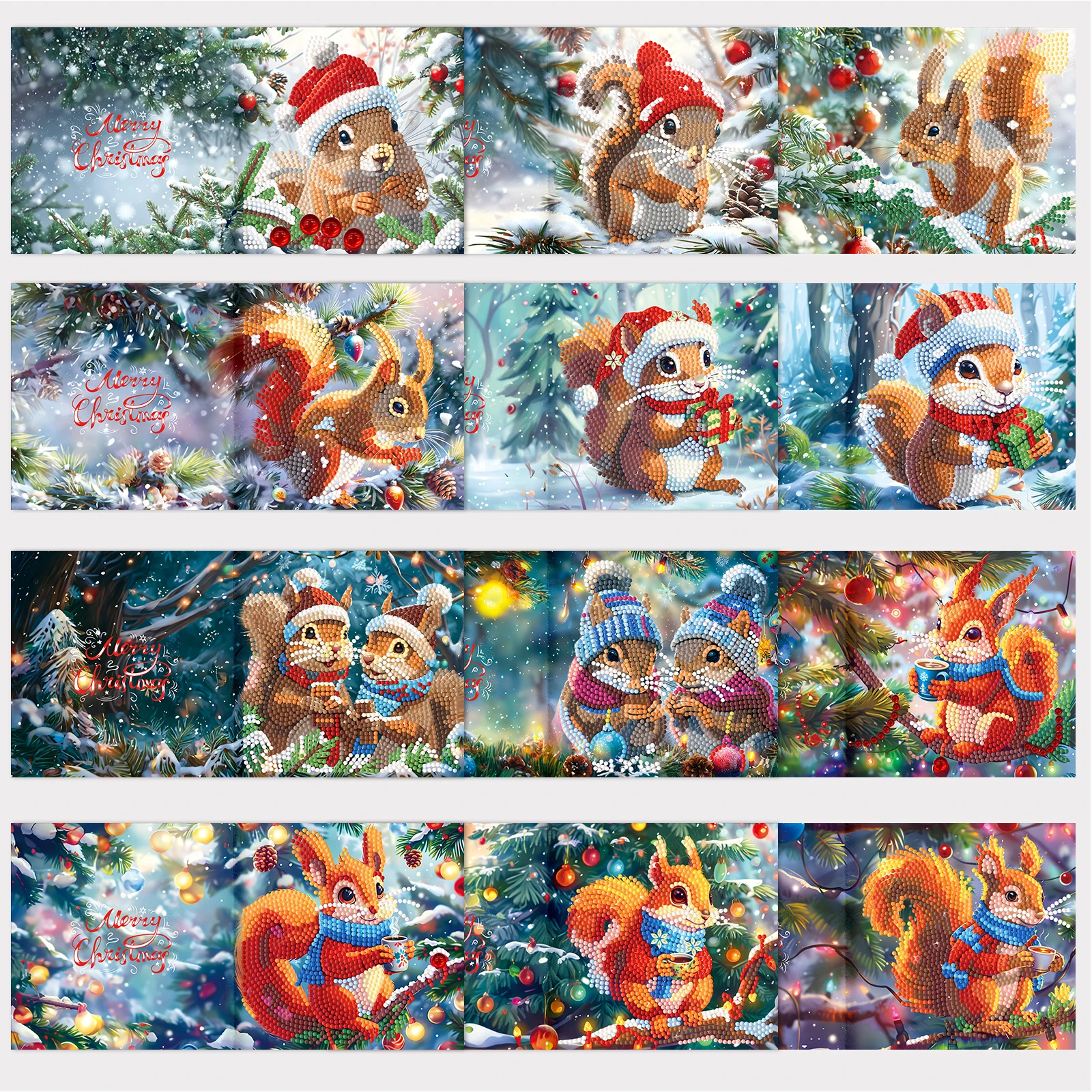 12pcs/Set DIY Diamond Painting Card Nouveaute 2024 Christmas Festival Card Handmade Art Diamond Embroidery Painting Kits